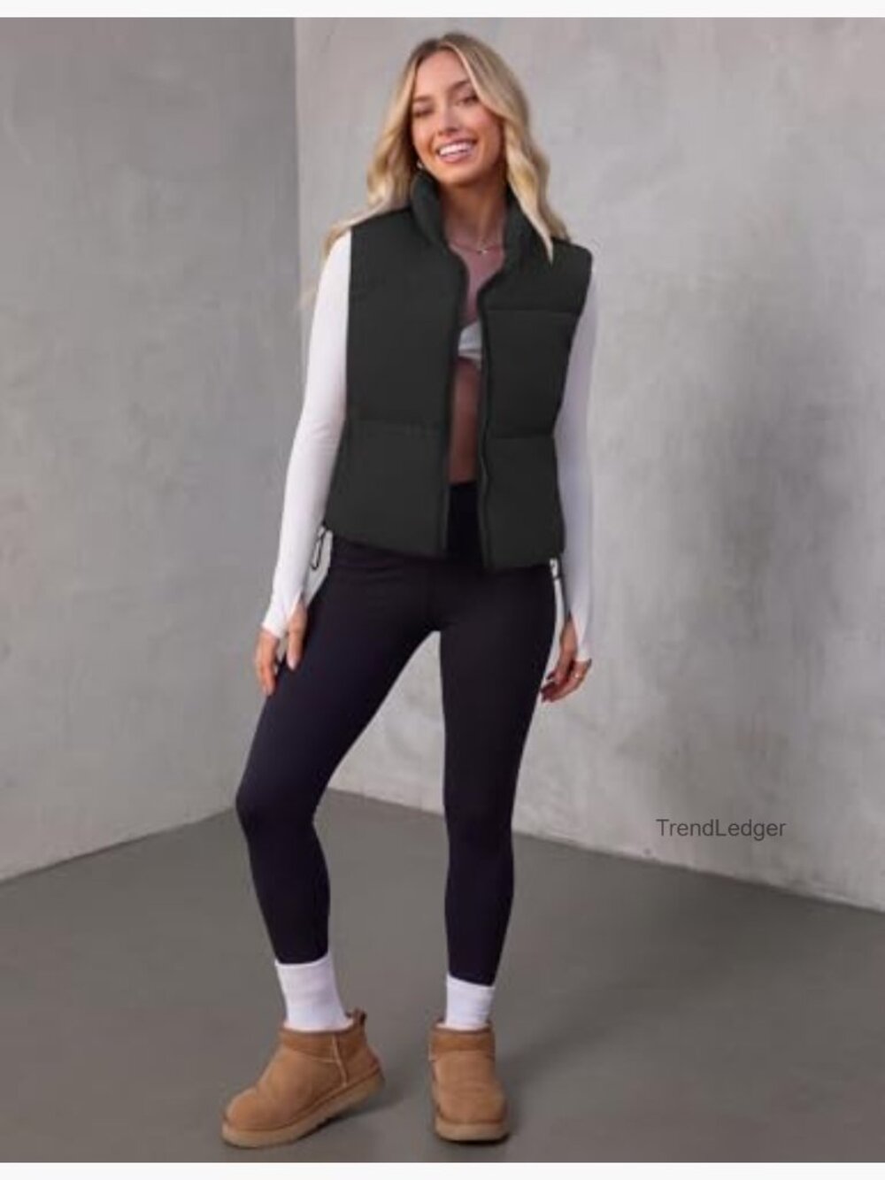 Women's Sleeveless Puffer Vest - Lightweight Stand Collar Zip Up Quilted Jacket - Picture 5 of 7